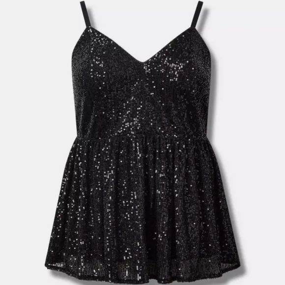 torrid Tops - Torrid 3 3X 22/24 Black Sequin Cami Tank Top Sparkle Blouse 4 4X 26